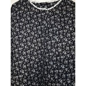 Madewell Print-Mix Meadow Shirt in Branch Floral Long Sleeve Black White Blouse